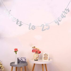 StarsGarden Cheers to 25 Years Banner – It's My Funny Fabulous 25 Banner -25th Birthday Banner Decorations - Finally 25 Milestone Happy Birthday Decorations(Silver 25) (SG-22NP458)