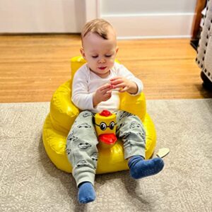 Baby Inflatable Seat for Babies 3-36 Months, Built in Air Pump Infant Back Support Sofa, Infant Support Seat Toddler Chair for Sitting Up, Baby Shower Chair Floor Seater Gifts (Yellow Duck)