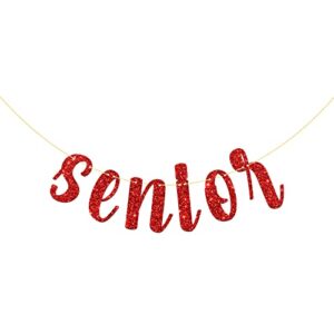 monmon & craft senior banner / high college school graduate party decor / graduation activities / congrats grad party decorations red glitter