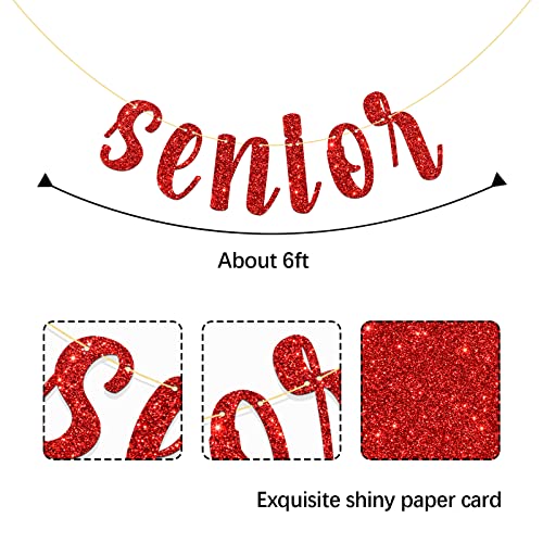 MonMon & Craft Senior Banner / High College School Graduate Party Decor / Graduation Activities / Congrats Grad Party Decorations Red Glitter