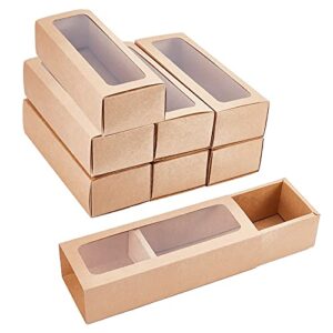 nbeads 8 pcs kraft paper drawer boxes, burlywood festival storage box kraft paper packaging macaron boxes with clear window display for jewelry candy