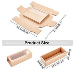 NBEADS 8 Pcs Kraft Paper Drawer Boxes, BurlyWood Festival Storage Box Kraft Paper Packaging Macaron Boxes with Clear Window Display for Jewelry Candy
