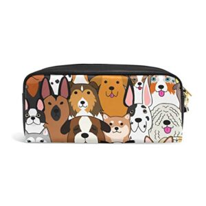 alaza cute pencil case cute doodle dog print animal pen cases organizer pu leather comestic makeup bag make up pouch, back to school gifts