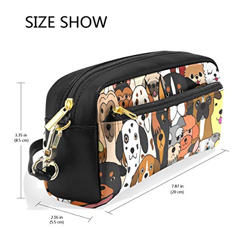 ALAZA Cute Pencil Case Cute Doodle Dog Print Animal Pen Cases Organizer PU Leather Comestic Makeup Bag Make up Pouch, Back to School Gifts