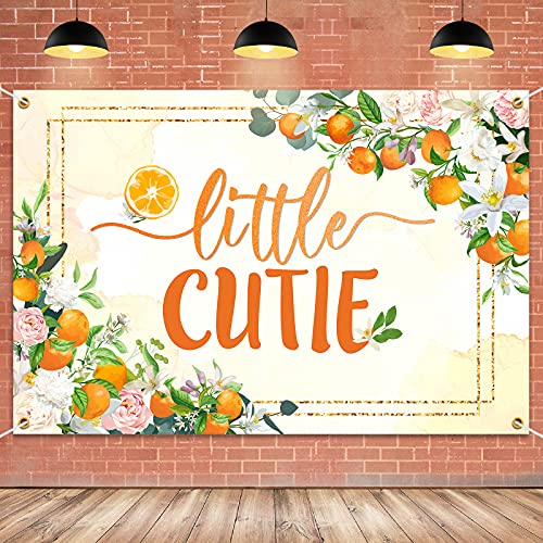 HAMIGAR 6x4ft Little Cutie Banner Backdrop - Fall Baby Shower Decorations Party Supplies for Boys Girls - Orange