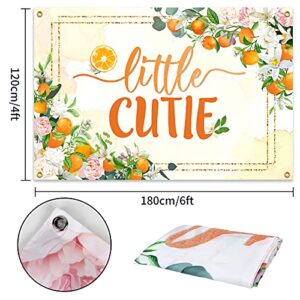 HAMIGAR 6x4ft Little Cutie Banner Backdrop - Fall Baby Shower Decorations Party Supplies for Boys Girls - Orange