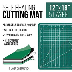 US Art Supply 12" x 18" Green/Black Professional Self Healing 5-Ply Double Sided Durable Non-Slip Cutting Mat Great for Scrapbooking, Quilting, Sewing and all Arts & Crafts Projects