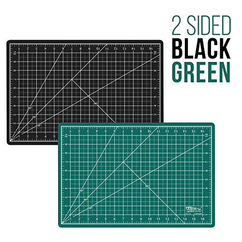 US Art Supply 12" x 18" Green/Black Professional Self Healing 5-Ply Double Sided Durable Non-Slip Cutting Mat Great for Scrapbooking, Quilting, Sewing and all Arts & Crafts Projects