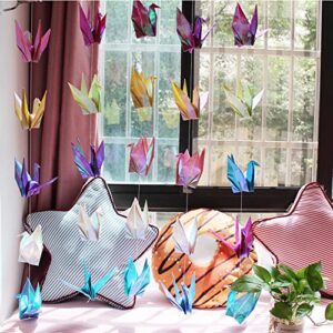 shhs twinkle paper crane hanging garlands ((3stringsx 3.3ft), colorful origami birds streamers for bridal shower, baby shower birthday party supplies