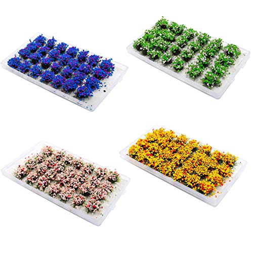 112 Pcs Miniature Colorful Flower Cluster Static Grass Model Artificial Plant for DIY Miniature Train Landscape Terrain Railway Scenery Decorations