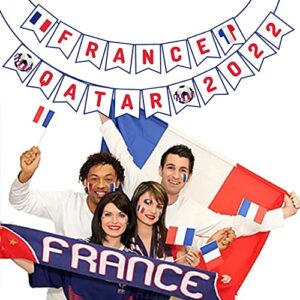 France Qatar 2022 European World Cup Paper Banner - Football Soccer Team Banner France World Cup 2022 Party Decorations