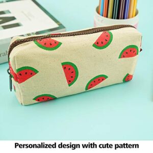 LParkin Watermelon Super Large Capacity Cute Canvas Pencil Case for Pen Bag Pouch Stationary Case Gadget Makeup Cosmetic Bag Box