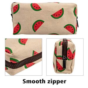 LParkin Watermelon Super Large Capacity Cute Canvas Pencil Case for Pen Bag Pouch Stationary Case Gadget Makeup Cosmetic Bag Box