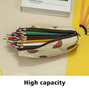 LParkin Watermelon Super Large Capacity Cute Canvas Pencil Case for Pen Bag Pouch Stationary Case Gadget Makeup Cosmetic Bag Box