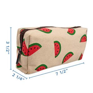 LParkin Watermelon Super Large Capacity Cute Canvas Pencil Case for Pen Bag Pouch Stationary Case Gadget Makeup Cosmetic Bag Box