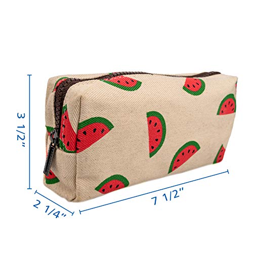 LParkin Watermelon Super Large Capacity Cute Canvas Pencil Case for Pen Bag Pouch Stationary Case Gadget Makeup Cosmetic Bag Box