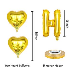 KUNGOON Just Married Balloon Banner, 16 inch Quality Wedding/Bachelorette/Bridal Shower/Wedding Engagement Party Decors Supplies. (GOLD KIT)