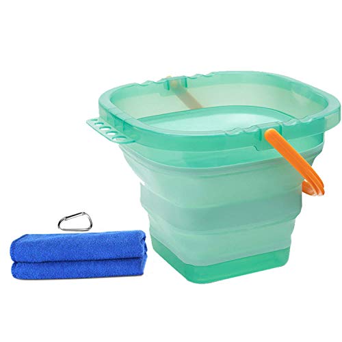 Paint Brush Washer Cleaner Painting Water Cup Bucket Basin Foldable Collapsible 0.8 Gal (Turquoise)