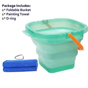 Paint Brush Washer Cleaner Painting Water Cup Bucket Basin Foldable Collapsible 0.8 Gal (Turquoise)