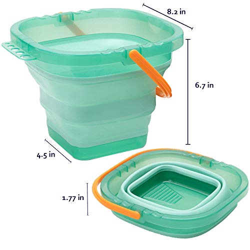 Paint Brush Washer Cleaner Painting Water Cup Bucket Basin Foldable Collapsible 0.8 Gal (Turquoise)