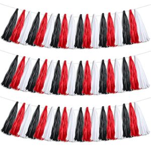 30 piece christmas paper tassel garland paper banner diy hanging paper decoration party garland decor for theme party wedding birthday bridal/baby shower anniversary (black, red, white)