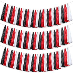 30 Piece Christmas Paper Tassel Garland Paper Banner DIY Hanging Paper Decoration Party Garland Decor for Theme Party Wedding Birthday Bridal/Baby Shower Anniversary (Black, Red, White)