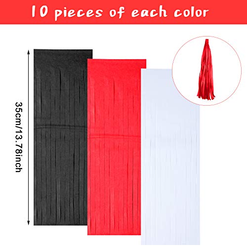 30 Piece Christmas Paper Tassel Garland Paper Banner DIY Hanging Paper Decoration Party Garland Decor for Theme Party Wedding Birthday Bridal/Baby Shower Anniversary (Black, Red, White)