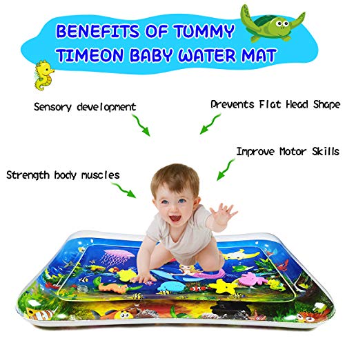 Baby Water Play Mat Water pad Can Be Used All Seasons for Infants Toddlers Early Development Activities Inflatable Tummy Time Water Mat for 3-48 Months Baby Toys Play mat for Baby's Stimulation Growth