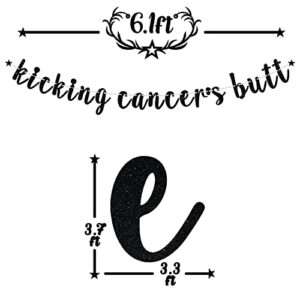 Black Glitter Kicking Cancer's Butt Banner, Straight Outta Chemo/Cancer Free, Cancer Survivor Celebration Party Decor Supplies