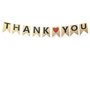 thank you banner kraft paper pre-strung thanksgiving wedding birthday engagement bridal shower decorations supplies hanging sign photo booth props