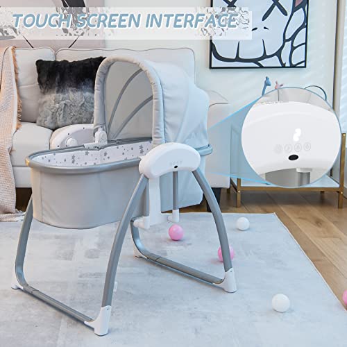 INFANS 2 in 1 Smart Baby Sleeper Bassinet, Automatic Bedside Crib for Infants, Electric Cradle with Remote Control 5 Speed Natural Sway Timing Function 12 Preset Lullabies for Newborn Babies