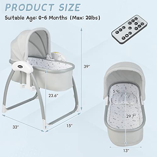 INFANS 2 in 1 Smart Baby Sleeper Bassinet, Automatic Bedside Crib for Infants, Electric Cradle with Remote Control 5 Speed Natural Sway Timing Function 12 Preset Lullabies for Newborn Babies