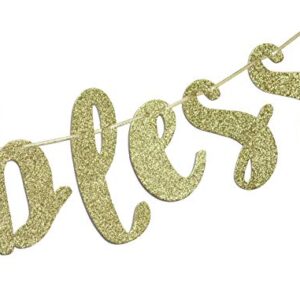 God Bless Banner, Baptism Garland Sign Gold Glitter for First Communion Christening Party Decorations Photo Props