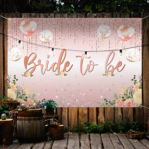 Bride to Be Backdrop Banner Decor Pink Rose Gold - Bride Shower Wedding Party Theme Decorations for Engagement Women Men Supplies