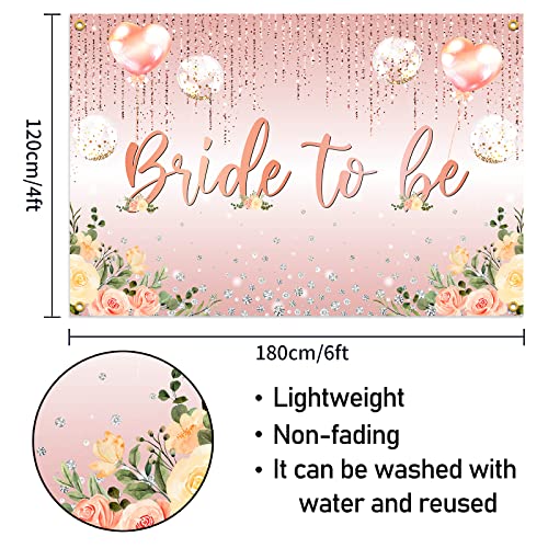 Bride to Be Backdrop Banner Decor Pink Rose Gold - Bride Shower Wedding Party Theme Decorations for Engagement Women Men Supplies