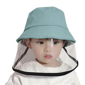 g’ abigale fairy children kids anti-saliva/anti-droplet/anti-wind and dust/anti-uv sun protection bucket hat with wide brim &transparent full face cover protection for head, neck, eyes (blue)