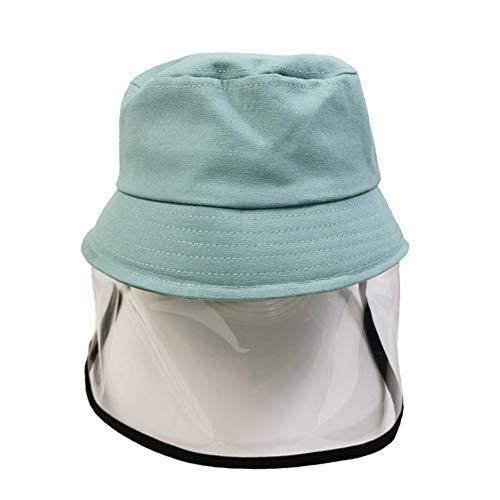 G' abigale Fairy Children Kids Anti-Saliva/Anti-Droplet/Anti-Wind and Dust/Anti-UV Sun Protection Bucket Hat with Wide Brim &Transparent Full Face Cover Protection for Head, Neck, Eyes (Blue)
