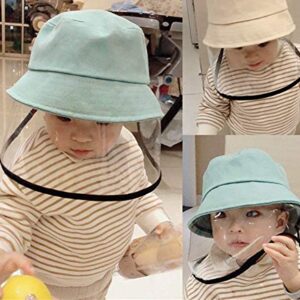 G' abigale Fairy Children Kids Anti-Saliva/Anti-Droplet/Anti-Wind and Dust/Anti-UV Sun Protection Bucket Hat with Wide Brim &Transparent Full Face Cover Protection for Head, Neck, Eyes (Blue)