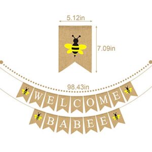 Rainlemon Jute Burlap Welcome Babee Banner Bumble Bee Themed Baby Shower Decoration Supply