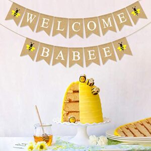 Rainlemon Jute Burlap Welcome Babee Banner Bumble Bee Themed Baby Shower Decoration Supply