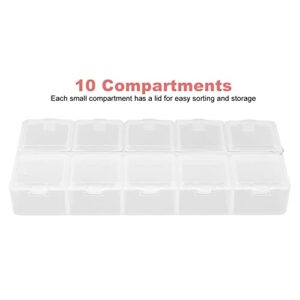 Grid Organizer Box, 10 Compartment Organizer Container Storage Boxes Plastic Desktop Cosmetic Storage Embroidery Accessories Containers for Jewelry Earrings Nails Tool Diamond Painting Storage Box