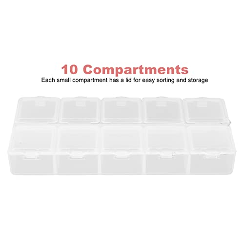 Grid Organizer Box, 10 Compartment Organizer Container Storage Boxes Plastic Desktop Cosmetic Storage Embroidery Accessories Containers for Jewelry Earrings Nails Tool Diamond Painting Storage Box