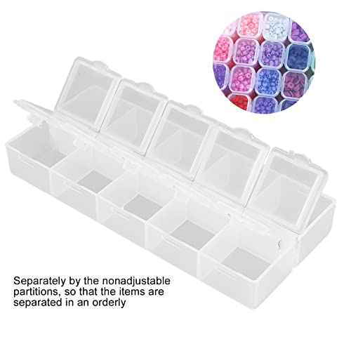 Grid Organizer Box, 10 Compartment Organizer Container Storage Boxes Plastic Desktop Cosmetic Storage Embroidery Accessories Containers for Jewelry Earrings Nails Tool Diamond Painting Storage Box