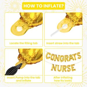 Congrats Nurse Balloons,Gold - Nurse Graduation Decorations | Congrats Nurse Party Decorations | Nurse Graduation Party Supplies | Nurse Graduation Balloons for Nurse Graduation Party Decorations 2023