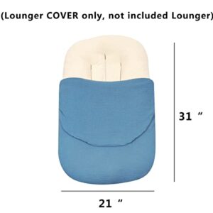 Muslin Baby Lounger Cover 2 Pack, Organic Cotton Removable Slipcover for Newborn,Baby Padded Lounger Infant Floor Seat Cover for Boys Girls (Blue/Gray)