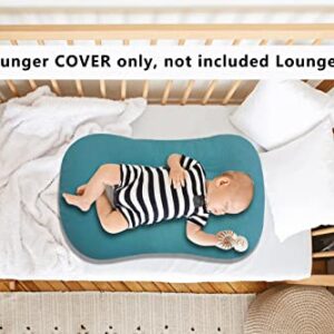 Muslin Baby Lounger Cover 2 Pack, Organic Cotton Removable Slipcover for Newborn,Baby Padded Lounger Infant Floor Seat Cover for Boys Girls (Blue/Gray)