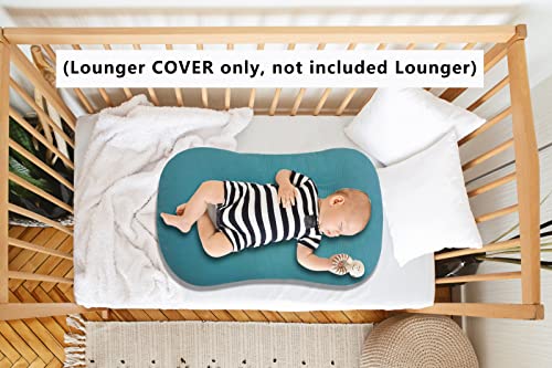 Muslin Baby Lounger Cover 2 Pack, Organic Cotton Removable Slipcover for Newborn,Baby Padded Lounger Infant Floor Seat Cover for Boys Girls (Blue/Gray)