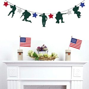 patriotic decoration banner, army military camouflage party decorations,veteran party supplies (green, 1pc)