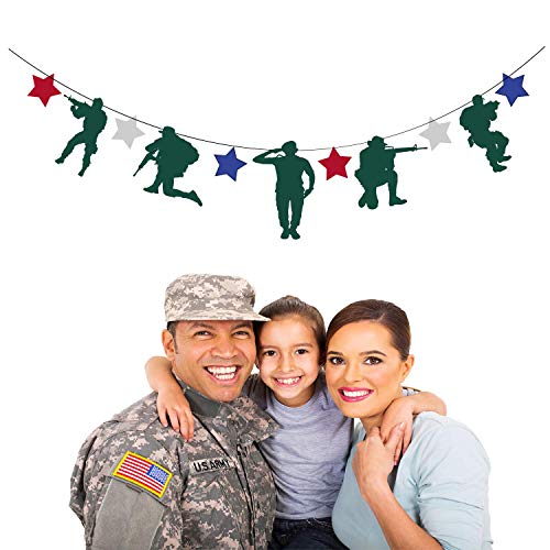 Patriotic decoration banner, army military camouflage party decorations,Veteran Party Supplies (green, 1pc)