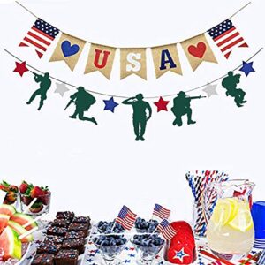 Patriotic decoration banner, army military camouflage party decorations,Veteran Party Supplies (green, 1pc)